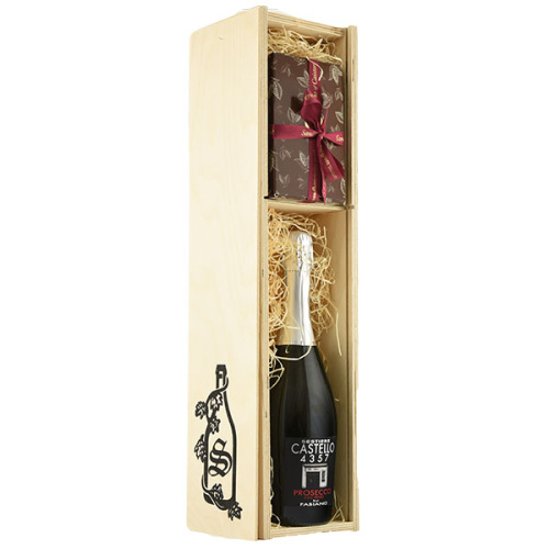 Pack W - Prosecco 4357 & Truffles in a Wood Gift Box